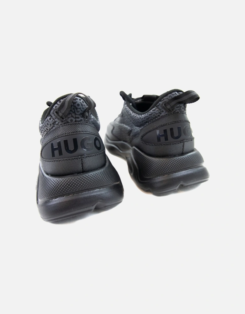 Hugo Leon Logo Mixed Material Runner Black 003