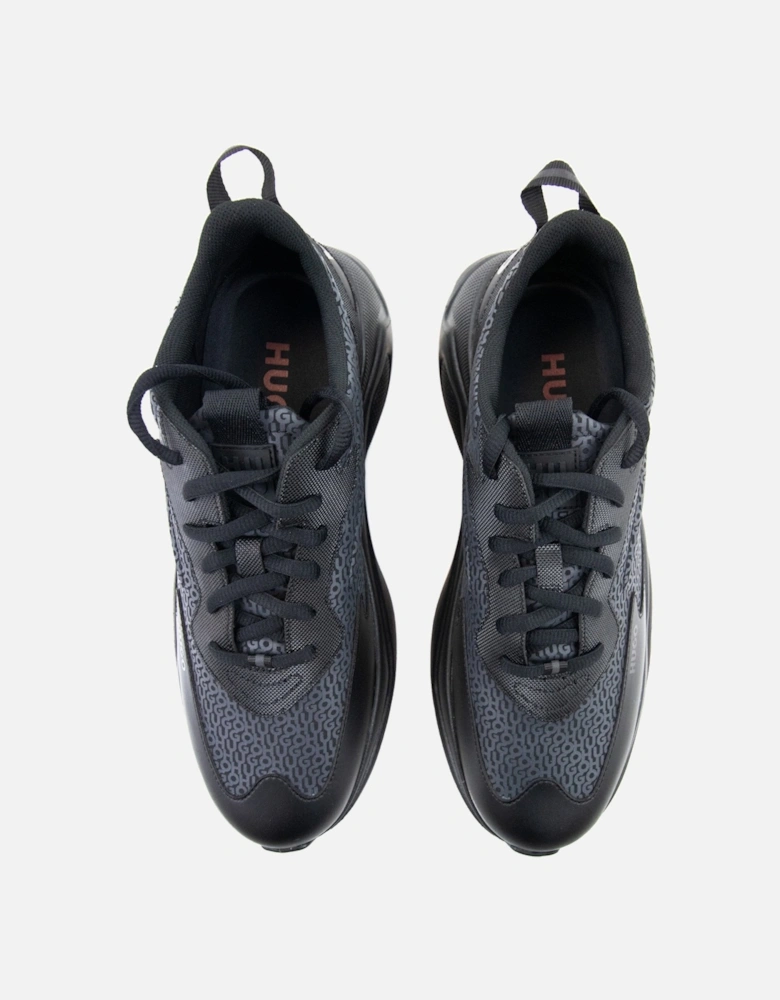 Hugo Leon Logo Mixed Material Runner Black 003