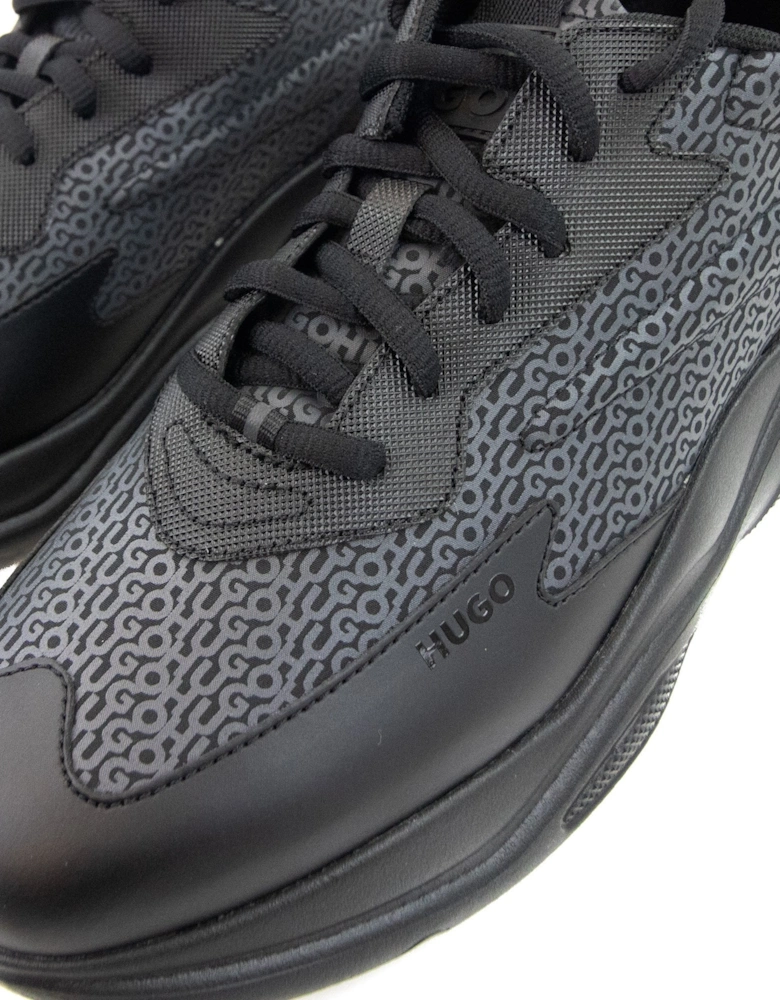 Hugo Leon Logo Mixed Material Runner Black 003