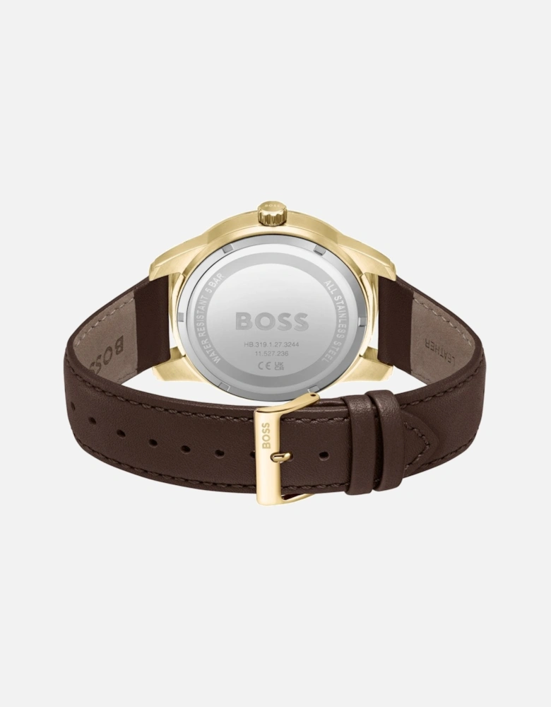 Sophio Leather Strap Watch Brown