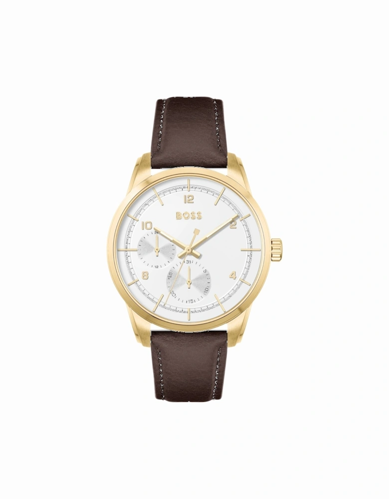Sophio Leather Strap Watch Brown