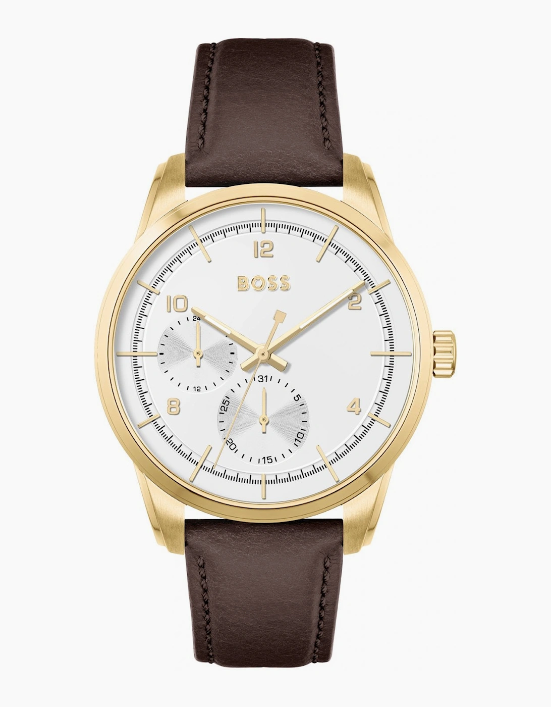 Men's Hugo Boss Sophio Leather Strap Watch Brown - Size: OS