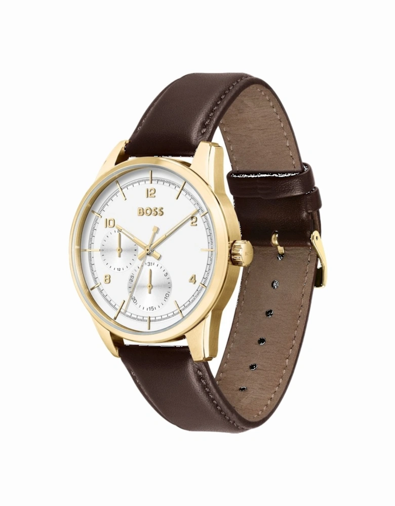 Sophio Leather Strap Watch Brown