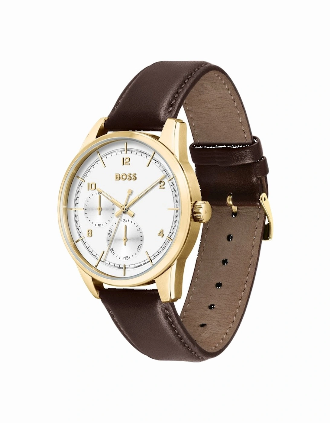 Sophio Leather Strap Watch Brown