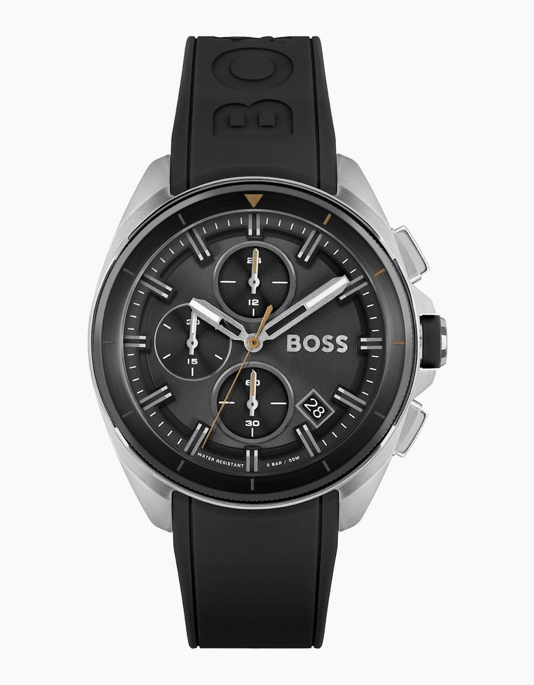 Men's Hugo Boss Volane Rubber Strap Watch Black - Size: OS