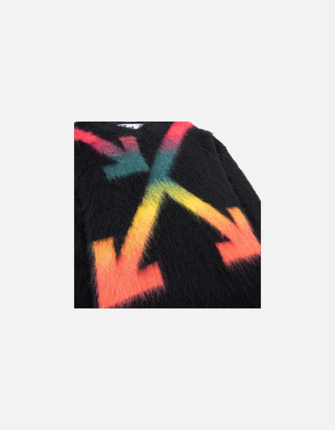 Off White Fuzzy Arrows Crewneck Sweatshirt Black Rain Bow