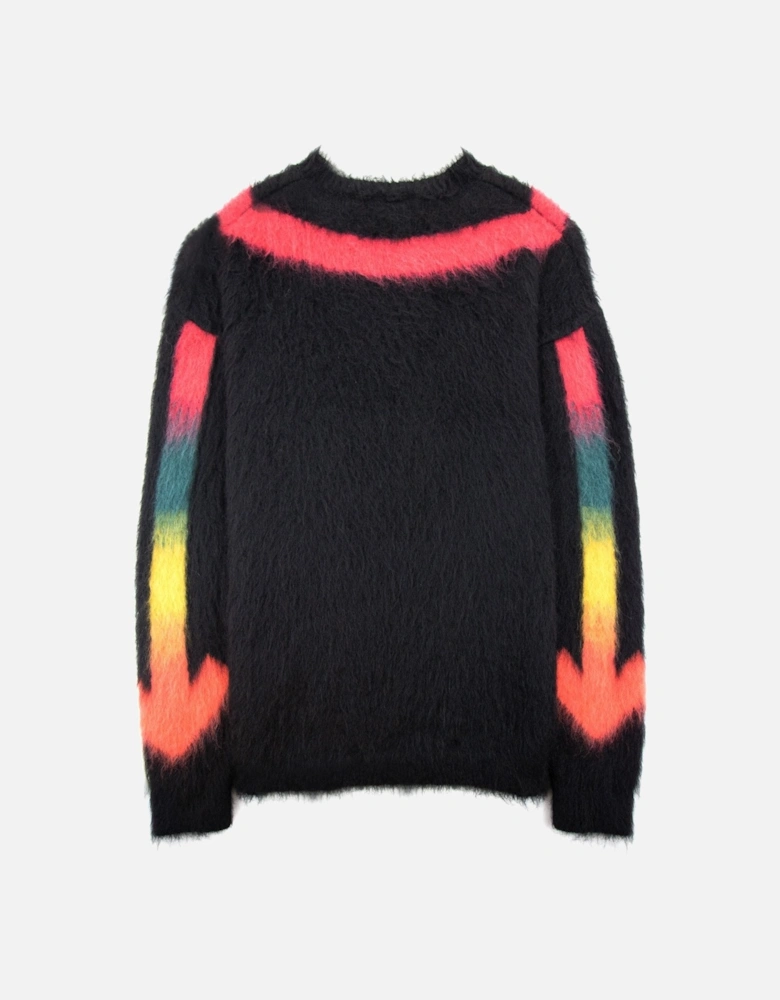 Off White Fuzzy Arrows Crewneck Sweatshirt Black Rain Bow