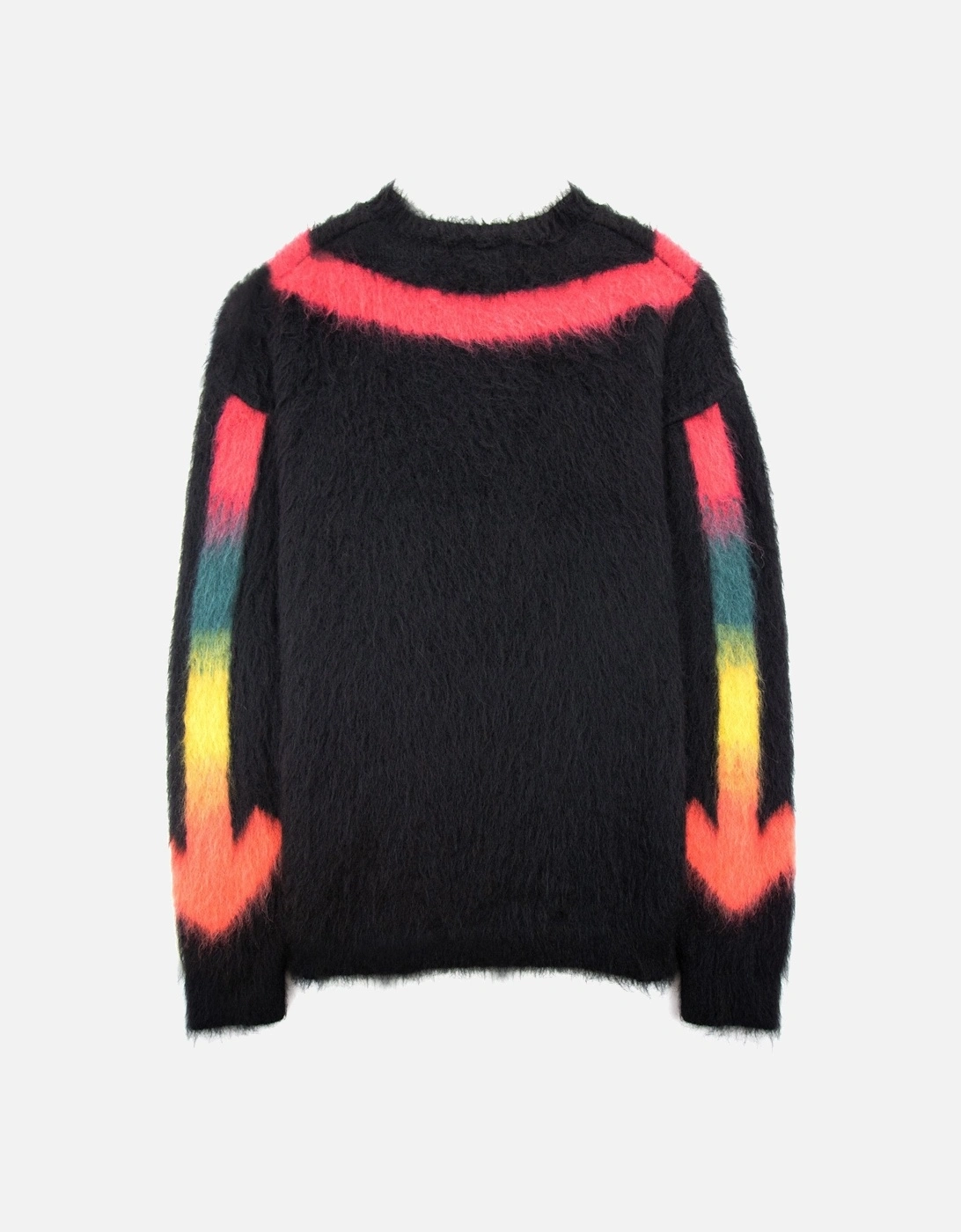 Off White Fuzzy Arrows Crewneck Sweatshirt Black Rain Bow