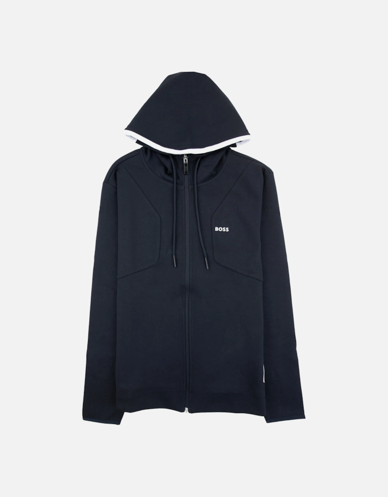 Hd Logo Print Zip Up Hoodie Navy 402