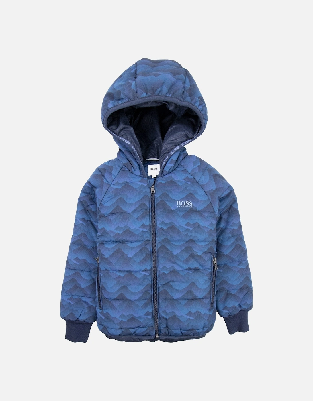 Kids Logo Print Camo Down Jacket Navy Blue, 4 of 3