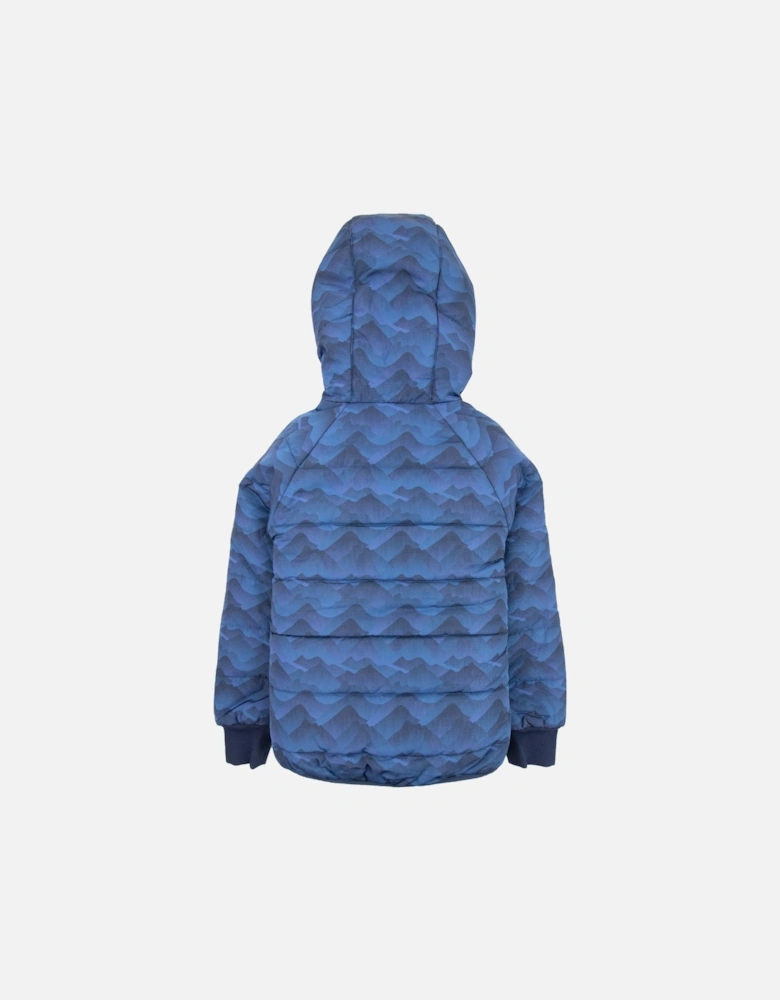 Kids Logo Print Camo Down Jacket Navy Blue