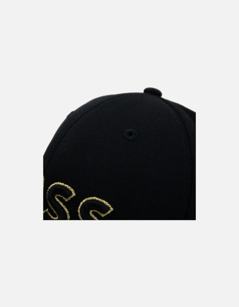 Knitted-piqué Six-panel Cap With Embroidered Logo Black 003