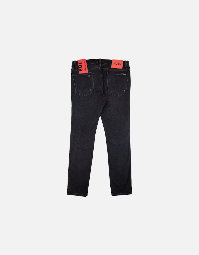 Hugo Slim-fit Jeans In Black Comfort-stretch Denim Dark Grey
