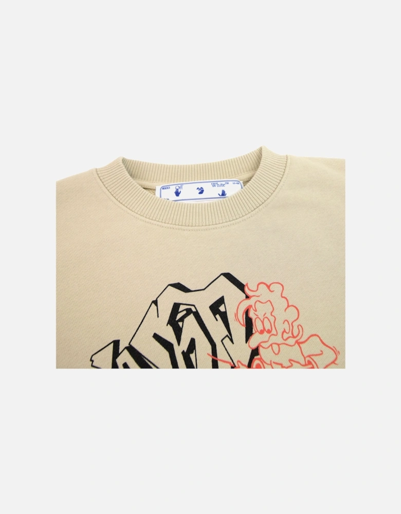 Off White Graff Outline Over Crewneck Sweatshirt Dark Sand/black
