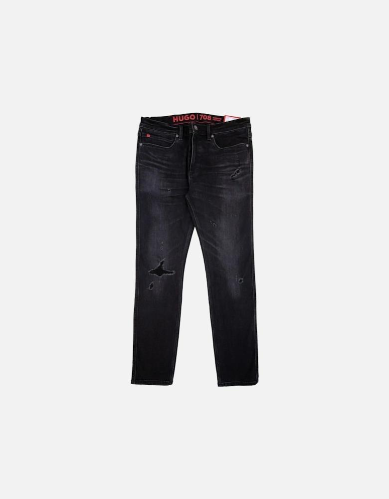 Hugo Slim-fit Jeans In Black Comfort-stretch Denim Dark Grey