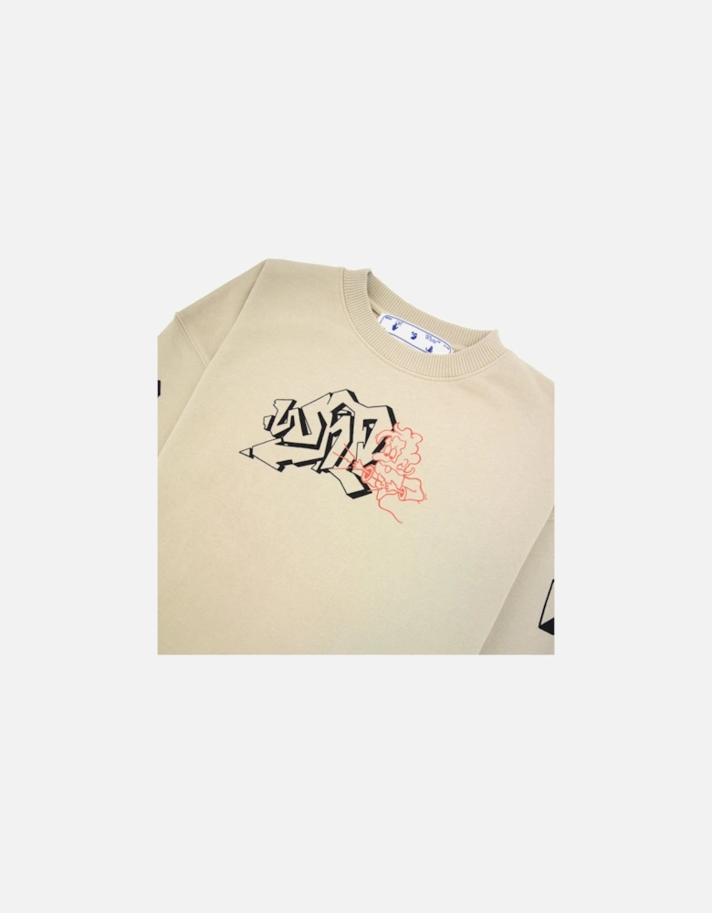 Off White Graff Outline Over Crewneck Sweatshirt Dark Sand/black