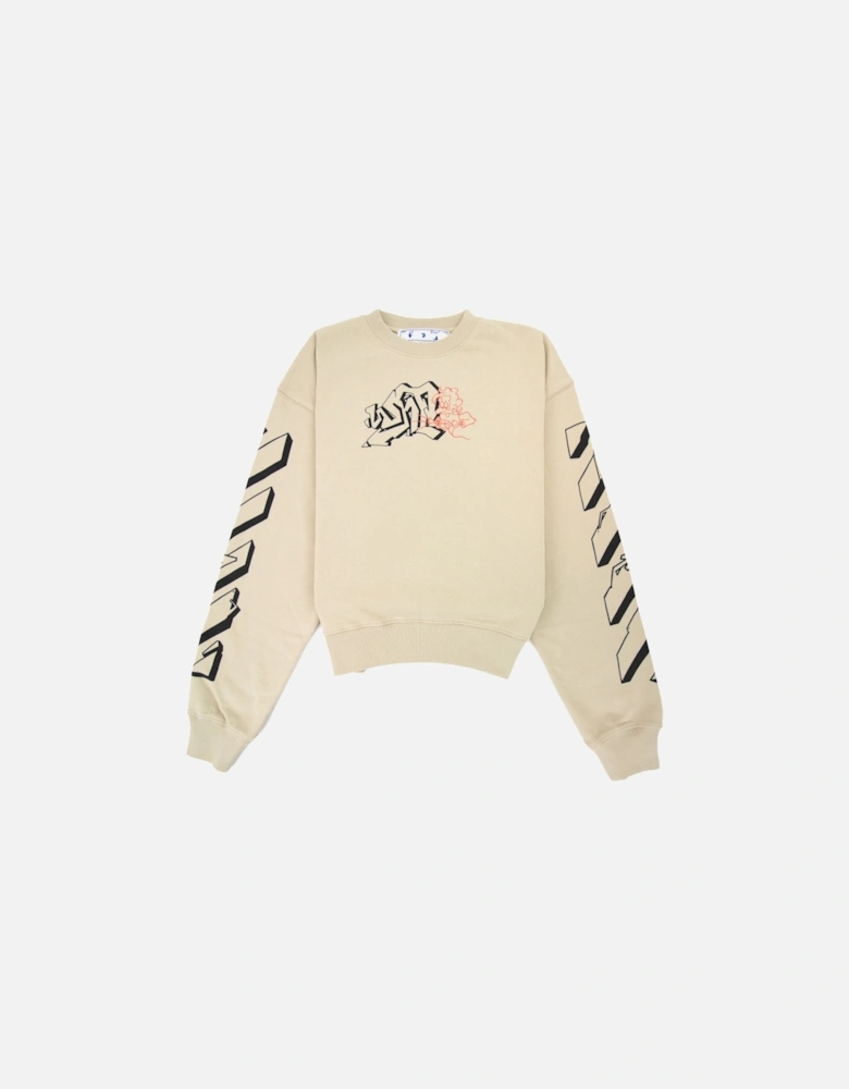 Off White Graff Outline Over Crewneck Sweatshirt Dark Sand/black