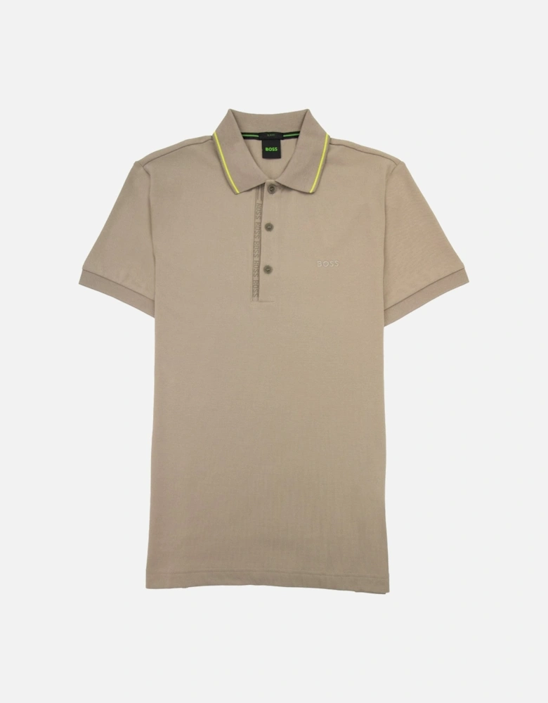 Paule 4 Slim Fit Branded Placket Polo Beige 334