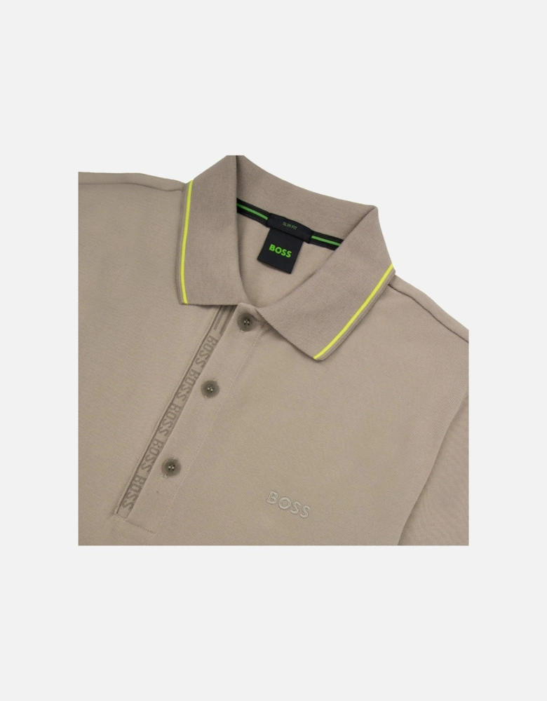 Paule 4 Slim Fit Branded Placket Polo Beige 334