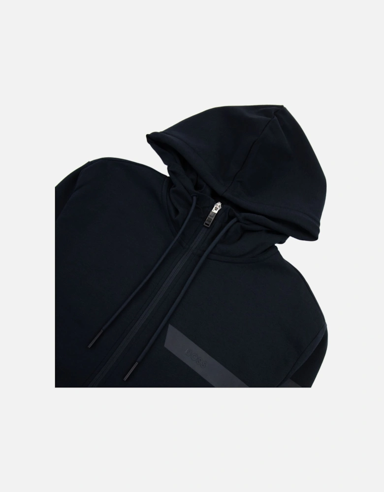 Saggy 1 Stripe Logo Zip Up Hoody Navy 402