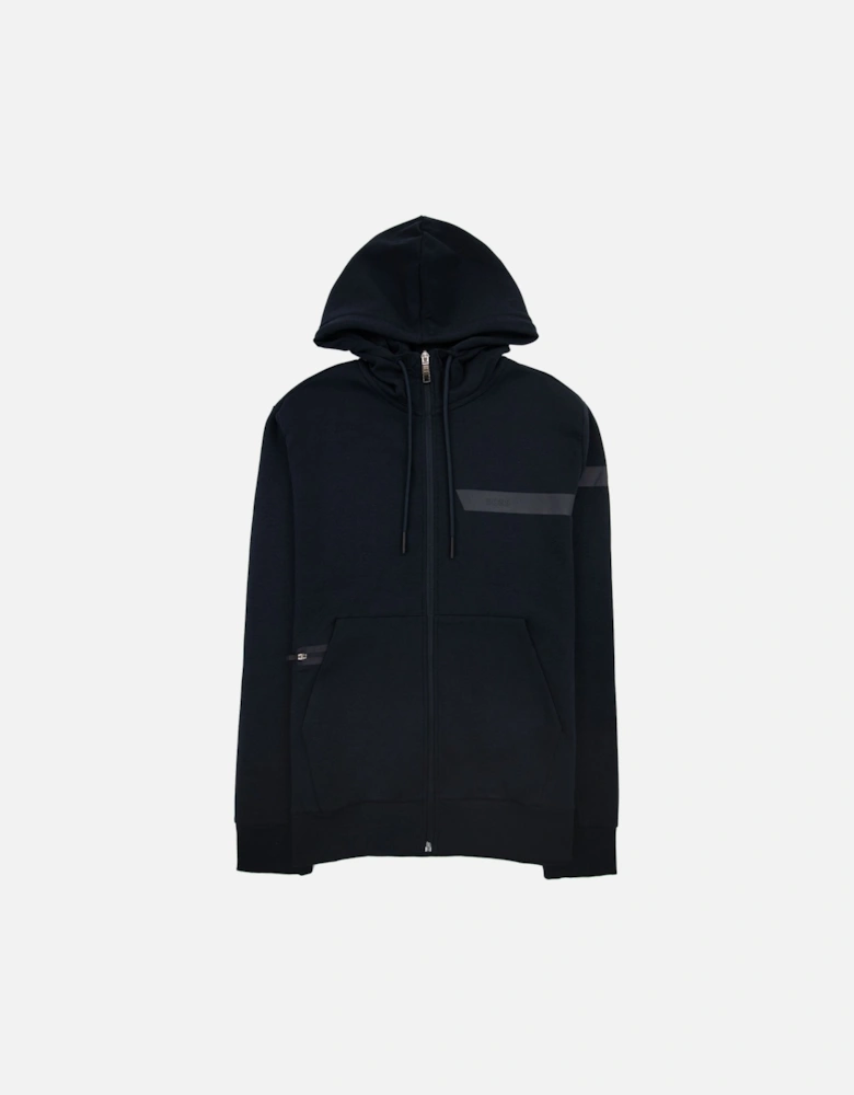 Saggy 1 Stripe Logo Zip Up Hoody Navy 402