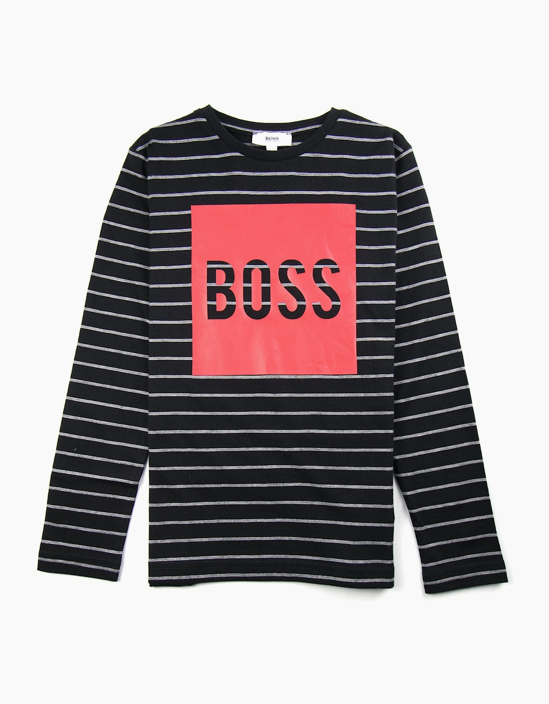 Hugo Boss Kids Red Boss Logo Stripe Long Sleeve Black - Size: 12YRS