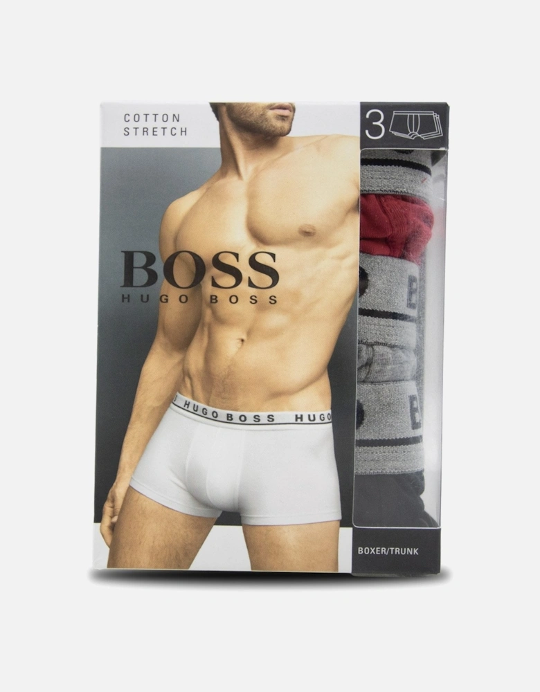 3 Pack Boxers Blk Grey Red