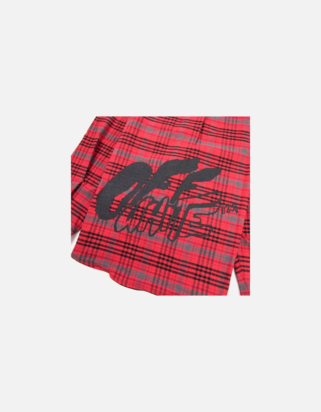 Off White Checked Oversized Flannel Overshirt Red/black