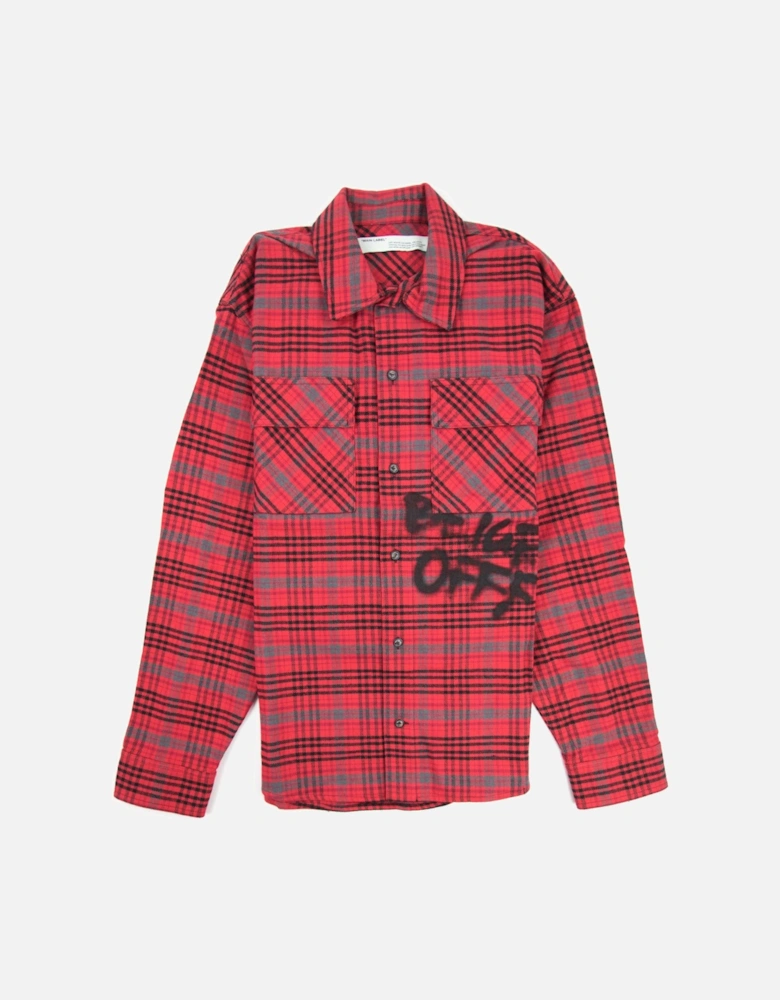 Off White Checked Oversized Flannel Overshirt Red/black