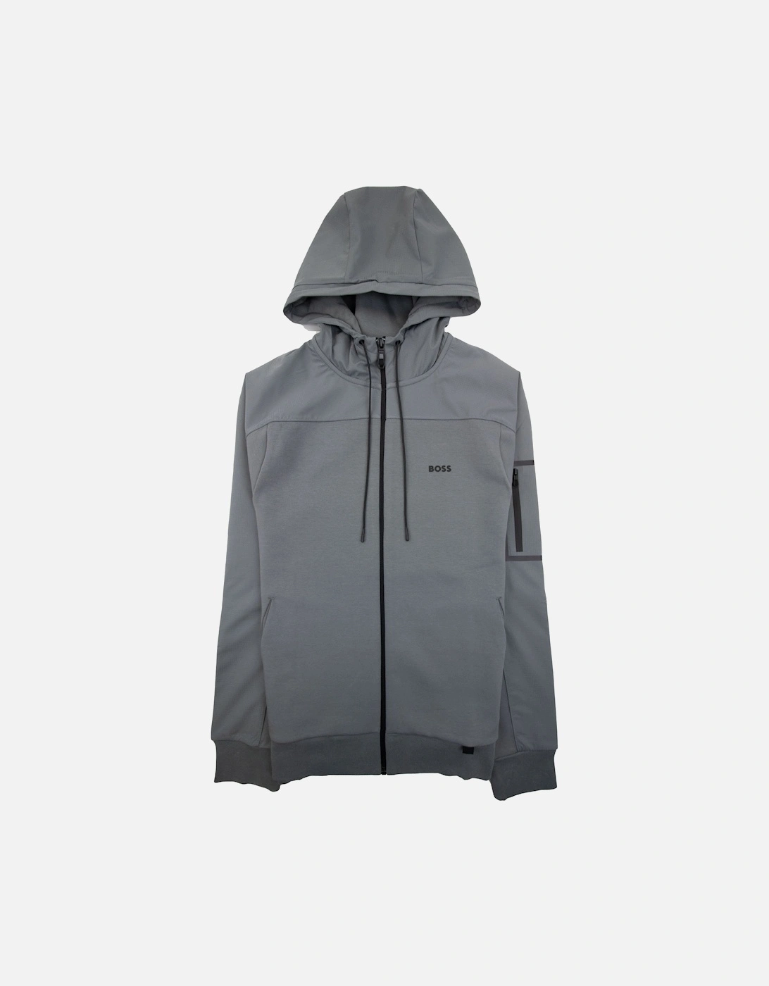 Sariq Cotton-blend Zip-up Hoodie With Decorative Reflective Logo Dark Grey, 6 of 5