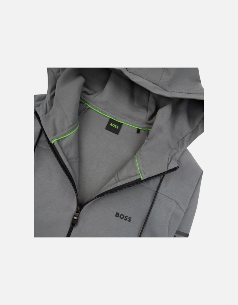 Sariq Cotton-blend Zip-up Hoodie With Decorative Reflective Logo Dark Grey