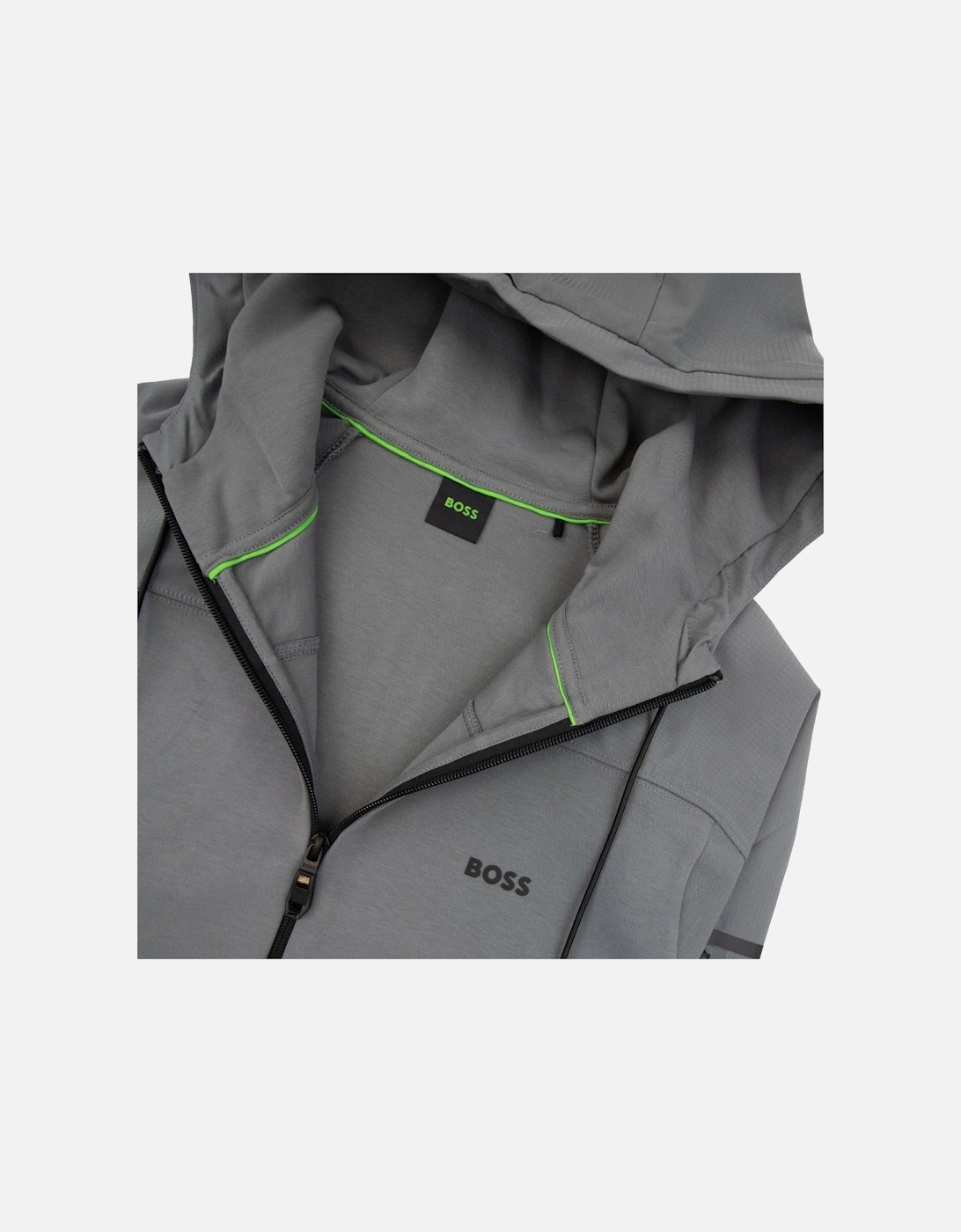 Sariq Cotton-blend Zip-up Hoodie With Decorative Reflective Logo Dark Grey