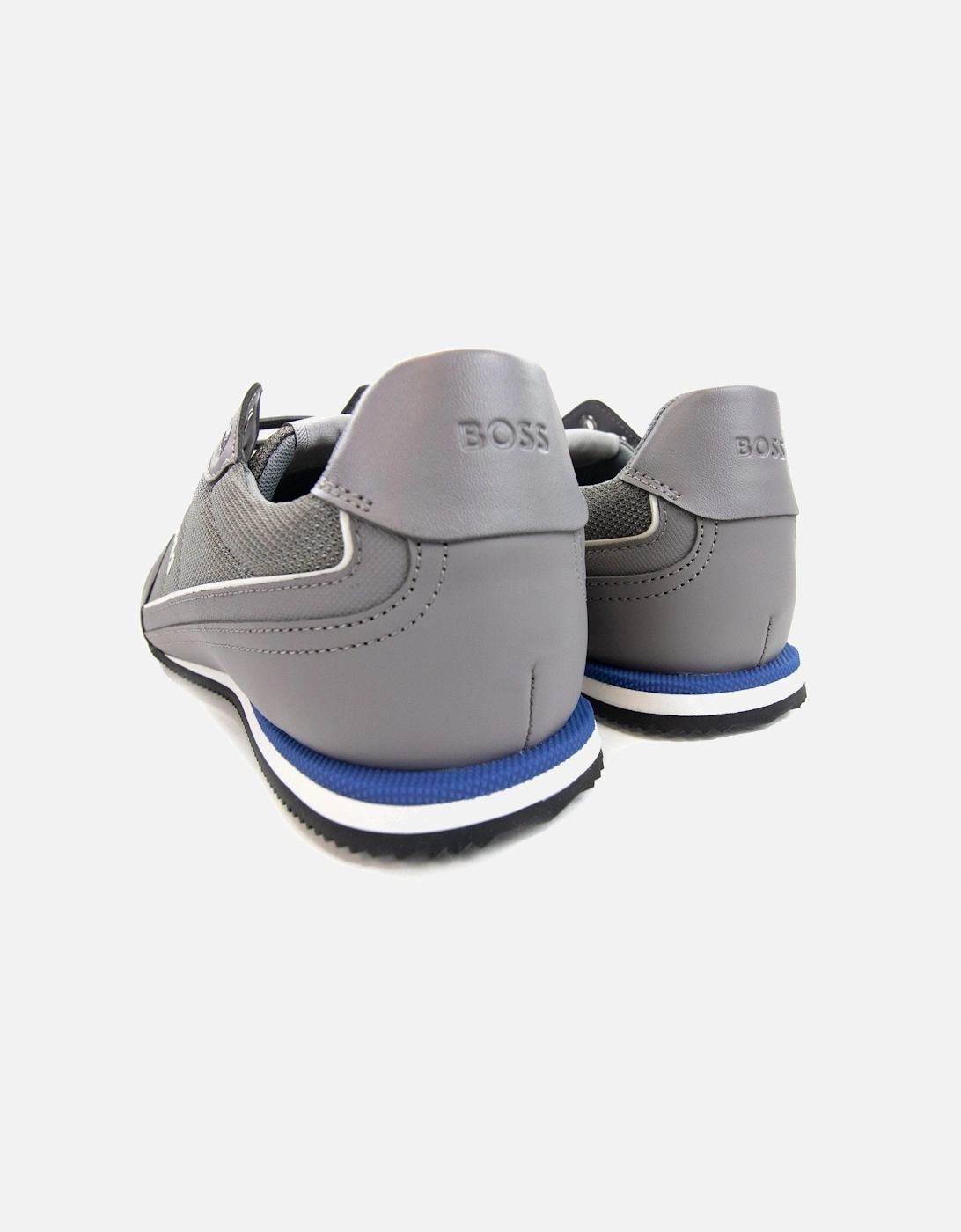 Rusham Faux Leather And Mesh Trainers Medium Grey