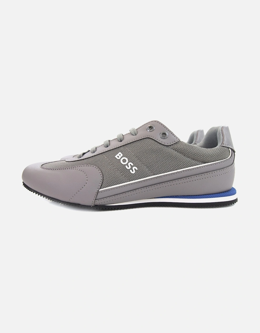 Rusham Faux Leather And Mesh Trainers Medium Grey, 5 of 4