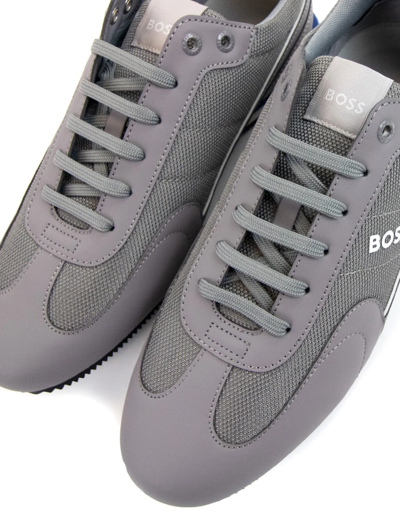 Rusham Faux Leather And Mesh Trainers Medium Grey