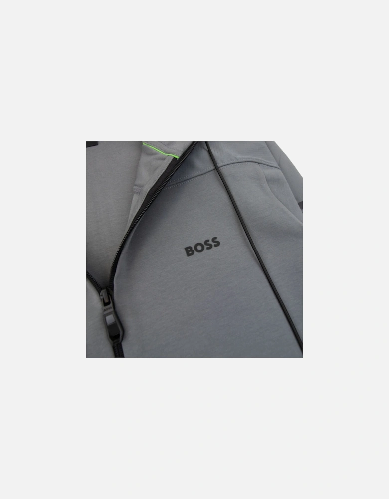 Sariq Cotton-blend Zip-up Hoodie With Decorative Reflective Logo Dark Grey