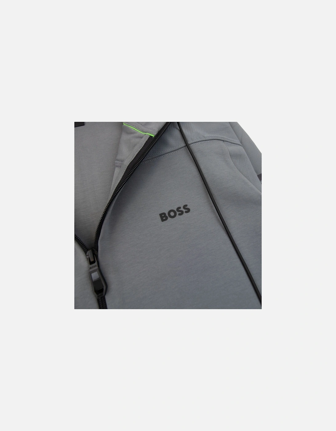 Sariq Cotton-blend Zip-up Hoodie With Decorative Reflective Logo Dark Grey