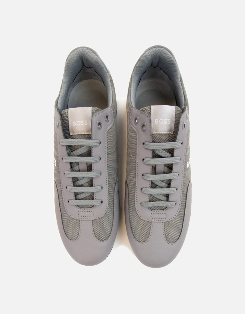 Rusham Faux Leather And Mesh Trainers Medium Grey