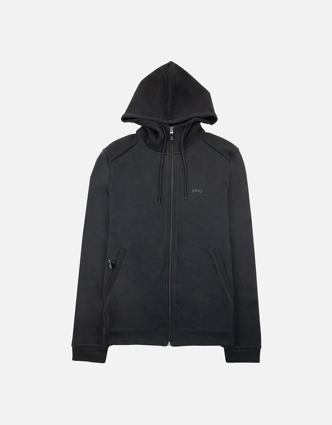 Saggy Curved Logo Zip Up Hoody Black 001, 6 of 5