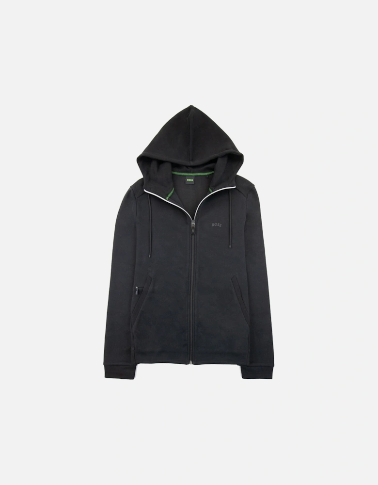 Saggy Curved Logo Zip Up Hoody Black 001