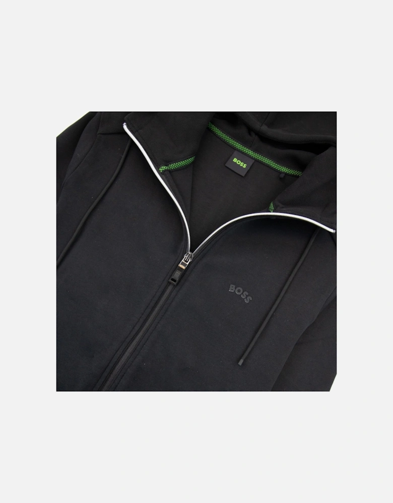 Saggy Curved Logo Zip Up Hoody Black 001