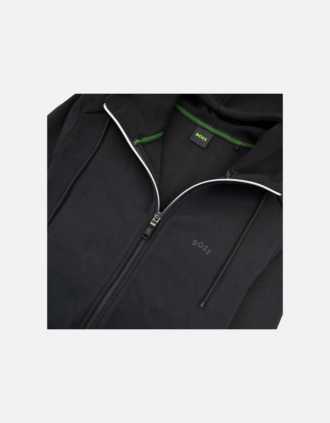 Saggy Curved Logo Zip Up Hoody Black 001