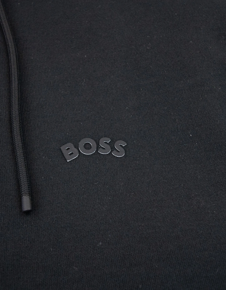 Saggy Curved Logo Zip Up Hoody Black 001