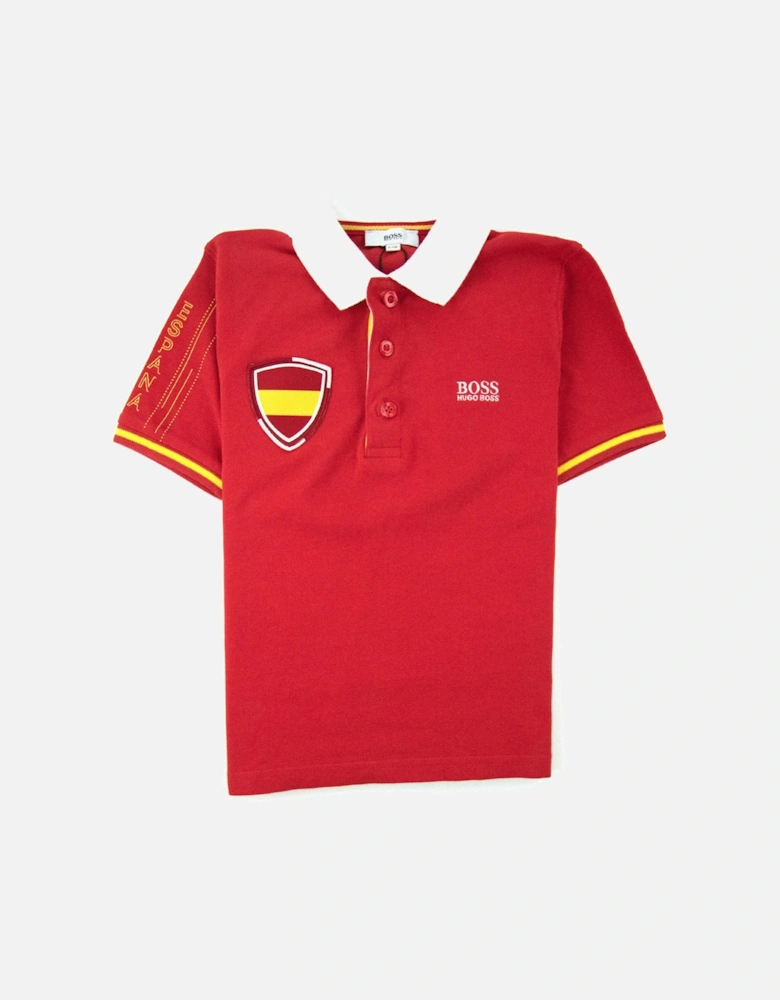 Kids Spain Football S/s Polo Red