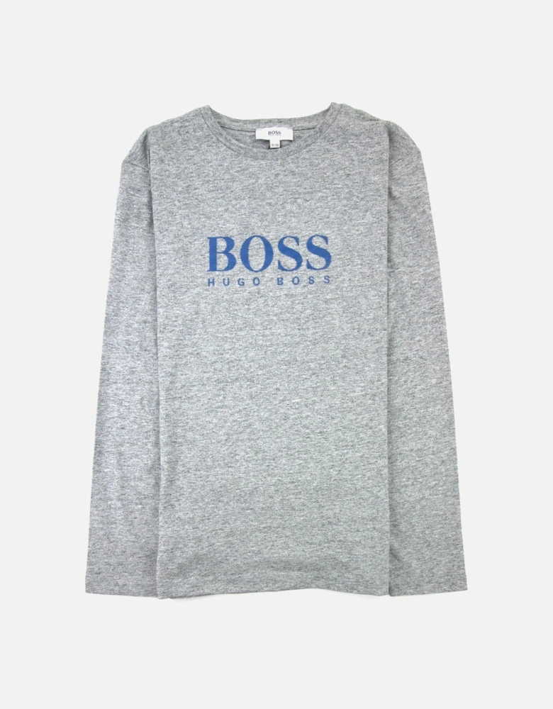 Kids Ls Top Boss Sign Chest Grey Marl