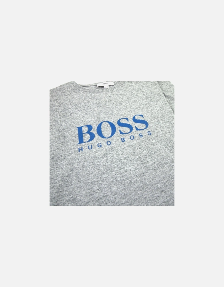 Kids Ls Top Boss Sign Chest Grey Marl