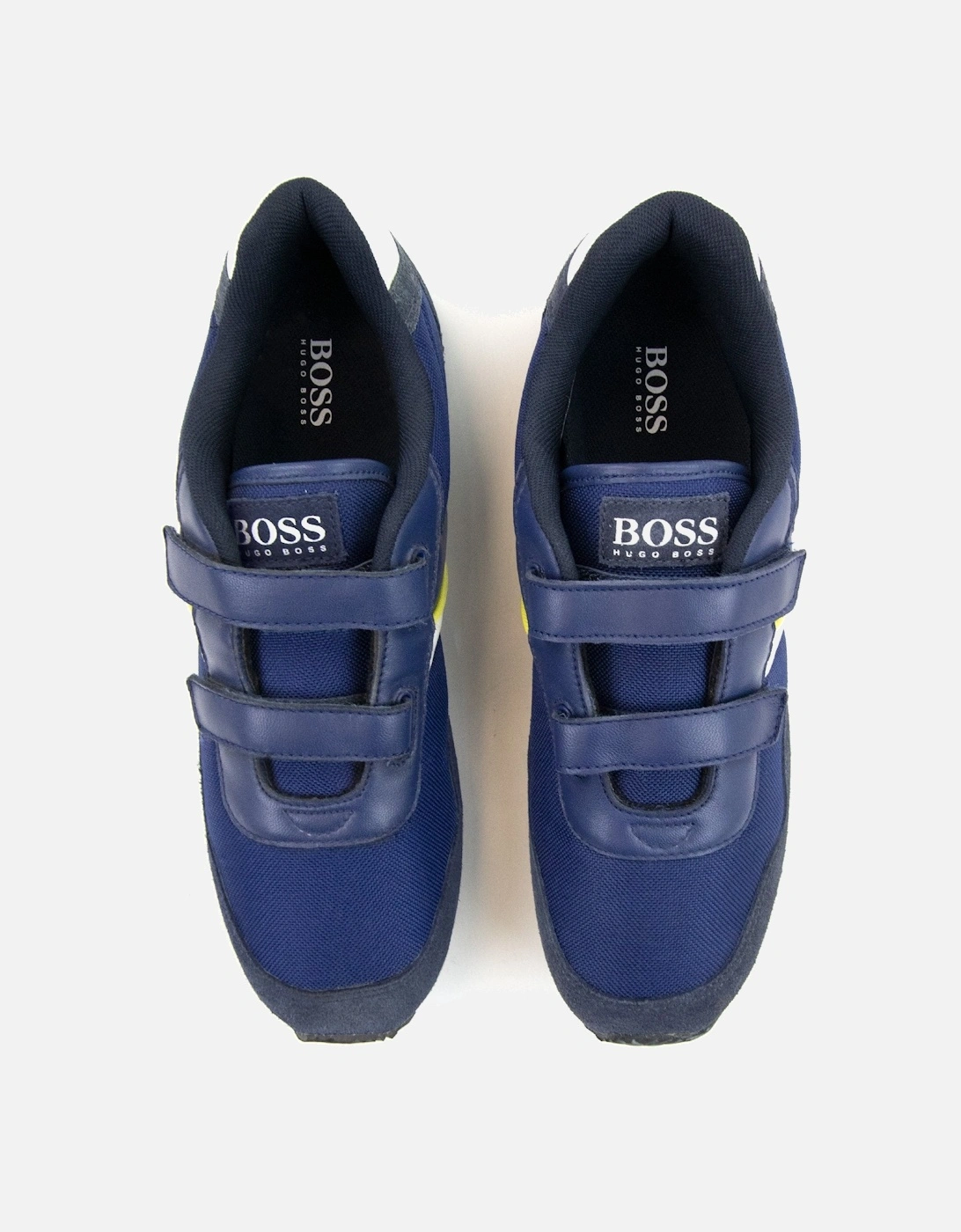 Kids Double Velcro Strap Fastening Leather Trainer Blue