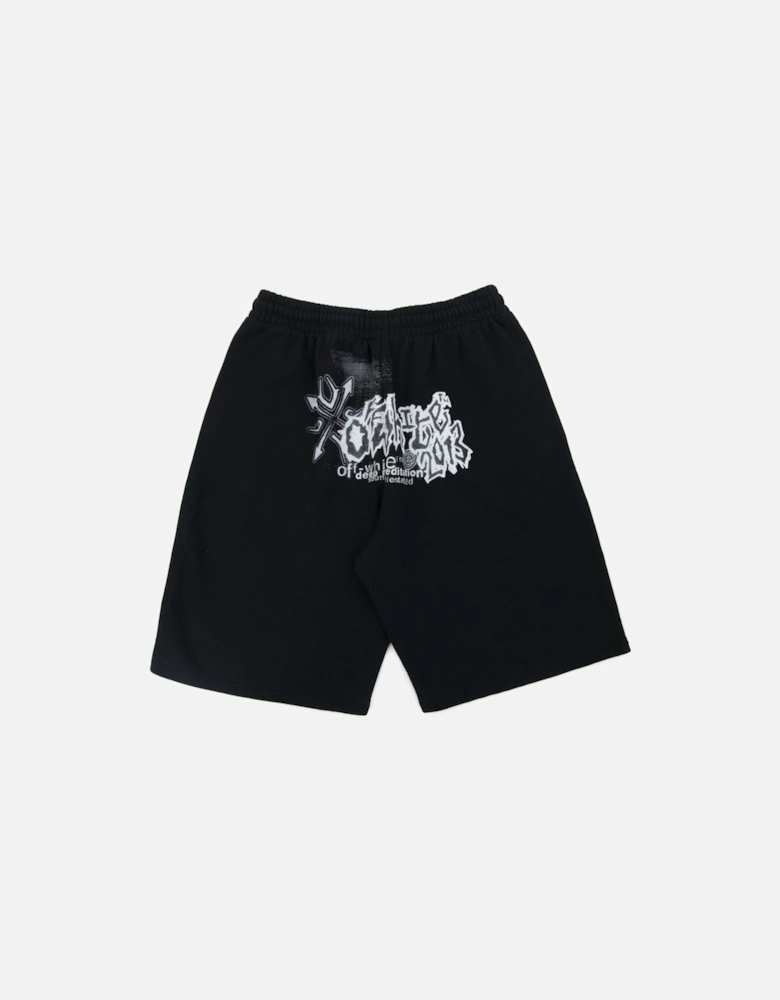 Off White Tribal Type Skate Sweat Shorts Black/white