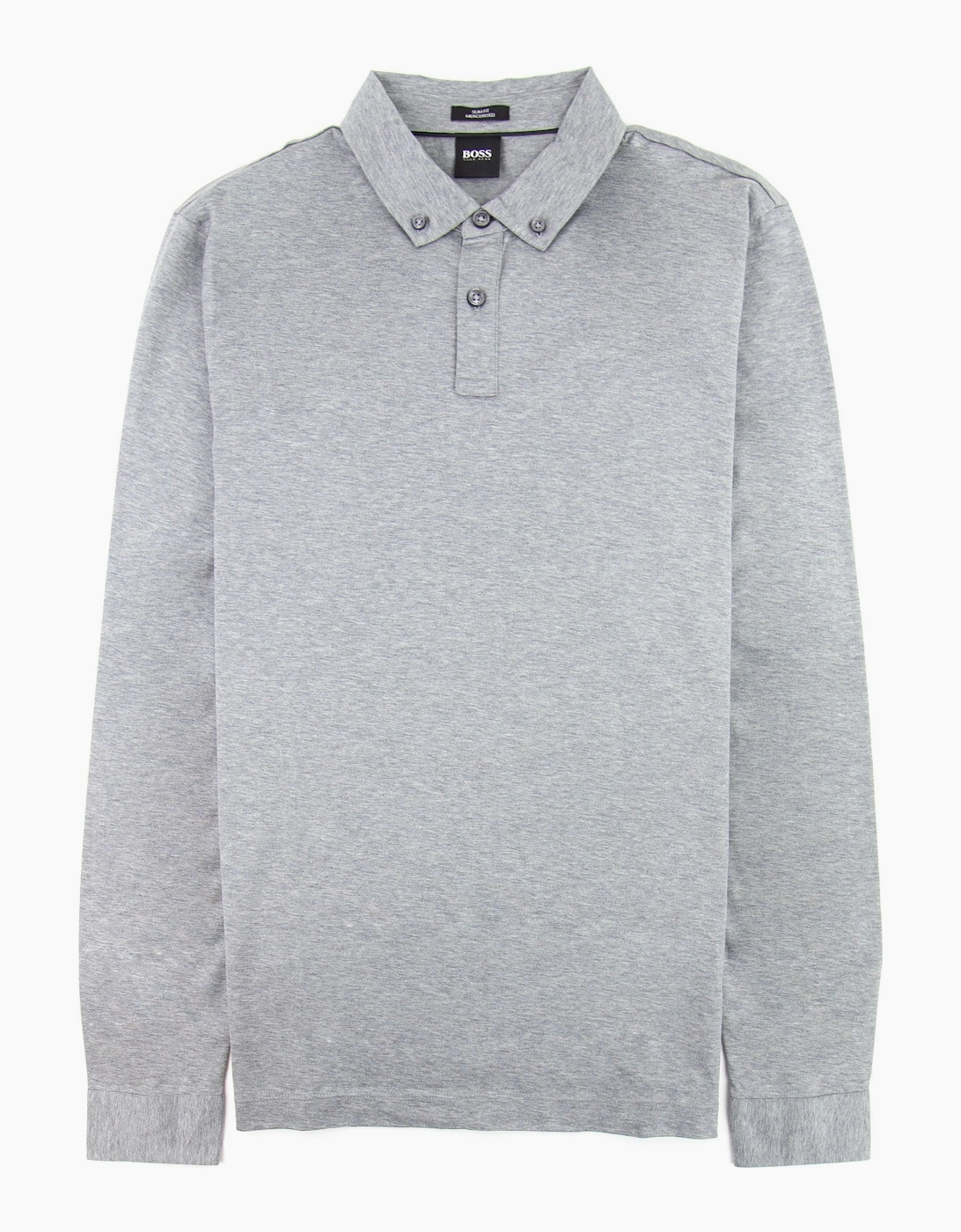 Men's Hugo Boss Paver 12 Long Sleeve Polo Shirt Grey - Size: 38