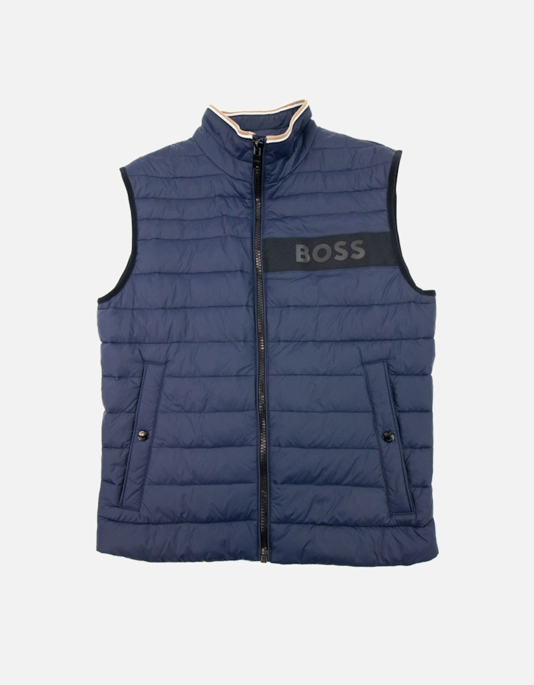 Water-repellent Padded Gilet With 3d Logo Tape Navy